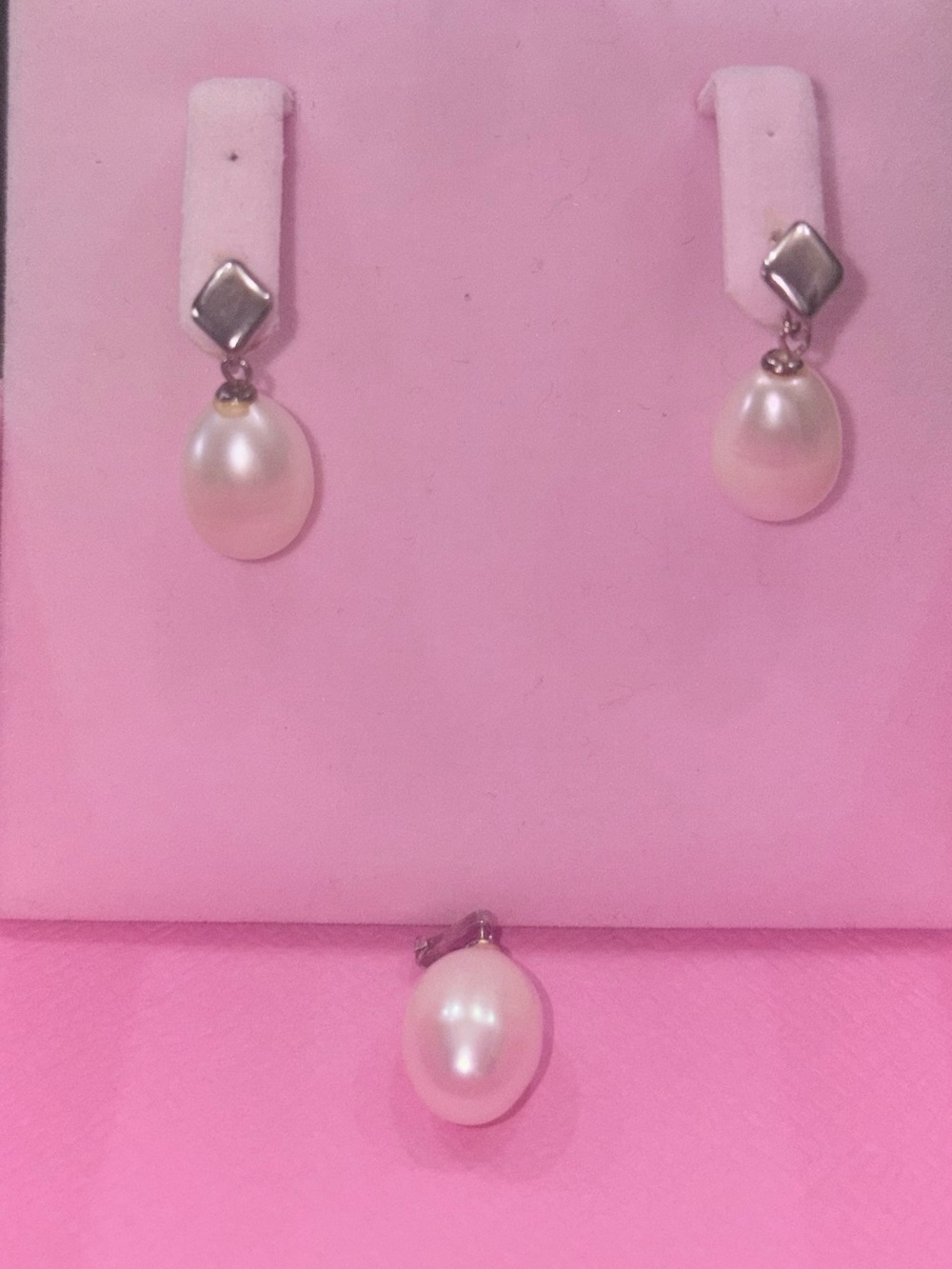 925 Sterling Silver Pearl Drop Earrings - White natural Pearl
